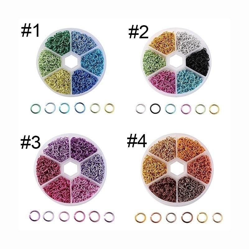1080 шт./коробка Смешанный цвет 6x0,8 мм Алюминиевая проволока Одинарные петли Разъемное кольцо Открытые кольца для поиска ювелирных изделий
