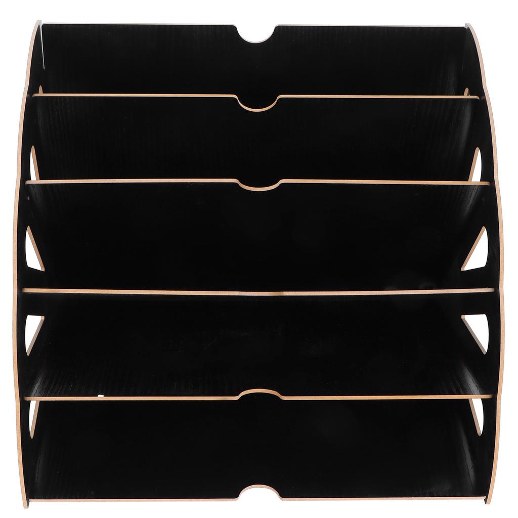 Wooden MultiSlot Storage Rack Office Supplies Desktop File Organizer for Home Office(Black )