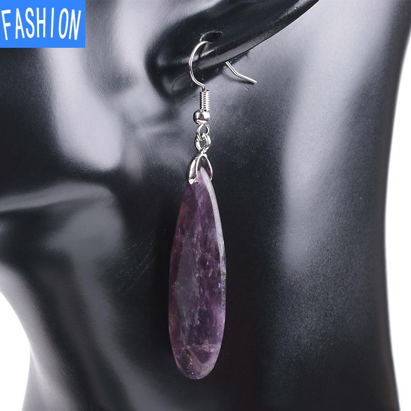 Серьги с натуральными кристаллами, серьги с каплями воды, женские геометрические висячие серьги