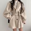 Korean Version of Chic Autumn and Winter Loose Style Coat Women's Woolen Suit Collar Mid-length Woolen Coat Women