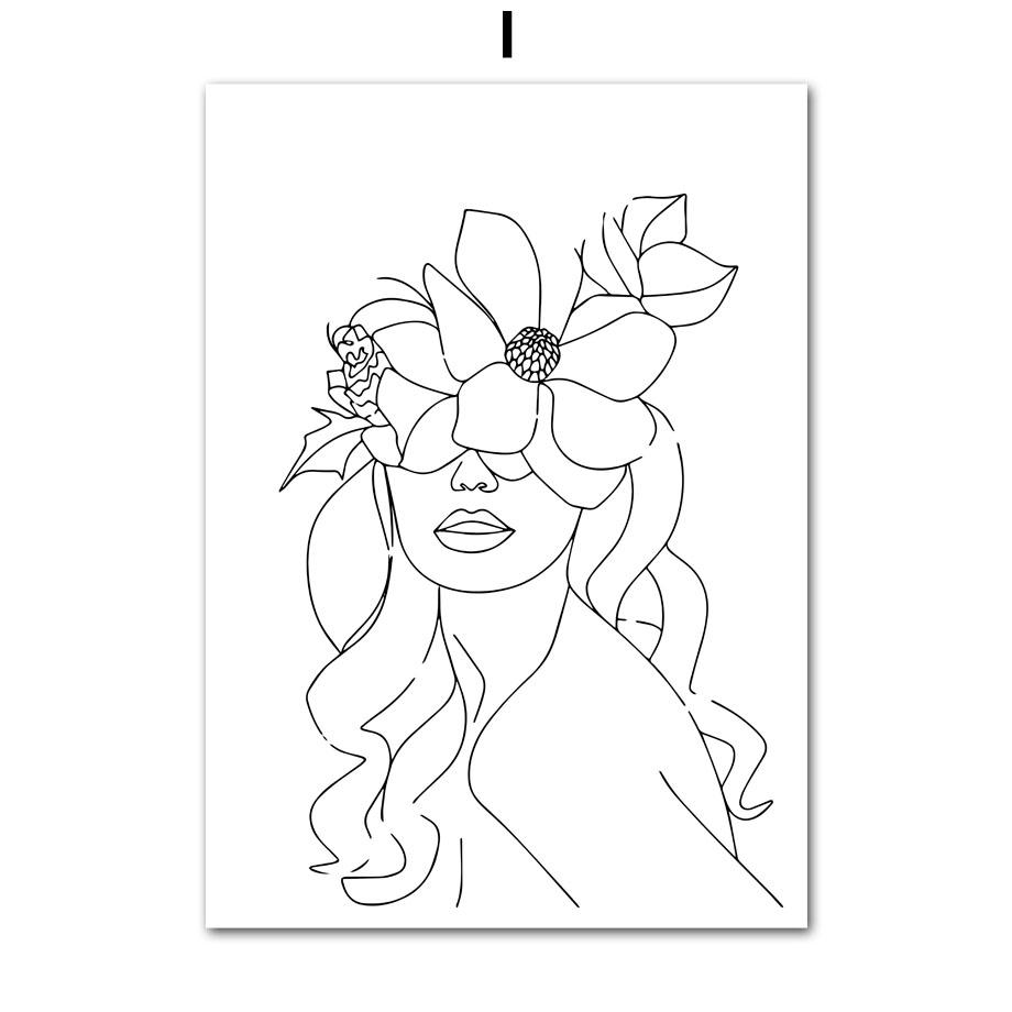 Woman Abstract Lines Minimalism Flower Lips Posters Prints Canvas Painting Nordic Wall Art Pictures Living Room Home Decor