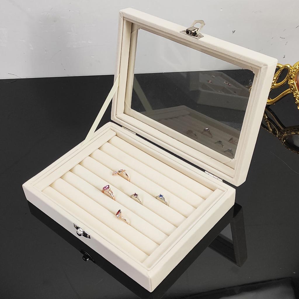 Flannel Jewelry Box Jewelry Storage Case with Safety Lock for Necklace Earrings Bracelets Rings