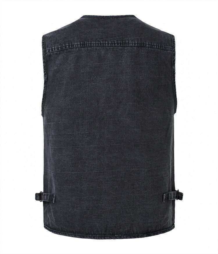 XL-5XL Плюс Размер Мужская Джинсовая Куртка Повседневное Пальто Много Карманов Жилет Без Рукавов Весна Осень Портативный Свободный Жилет Мужская Одежда