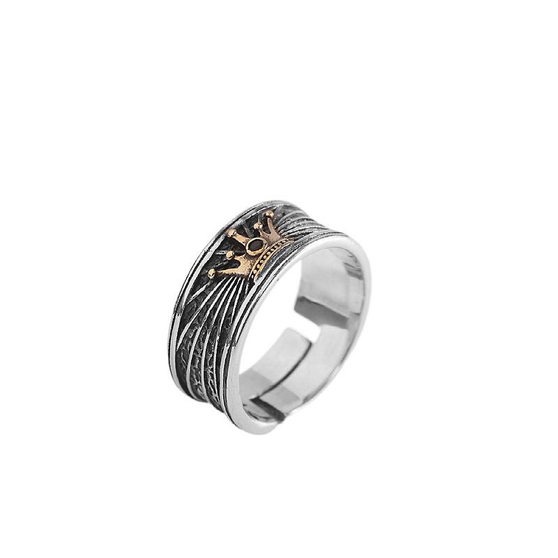 Retro Men's Ring Punk Open Adjustable Hip-hop Ring Index Finger Ring Wide Face Women's Trendy