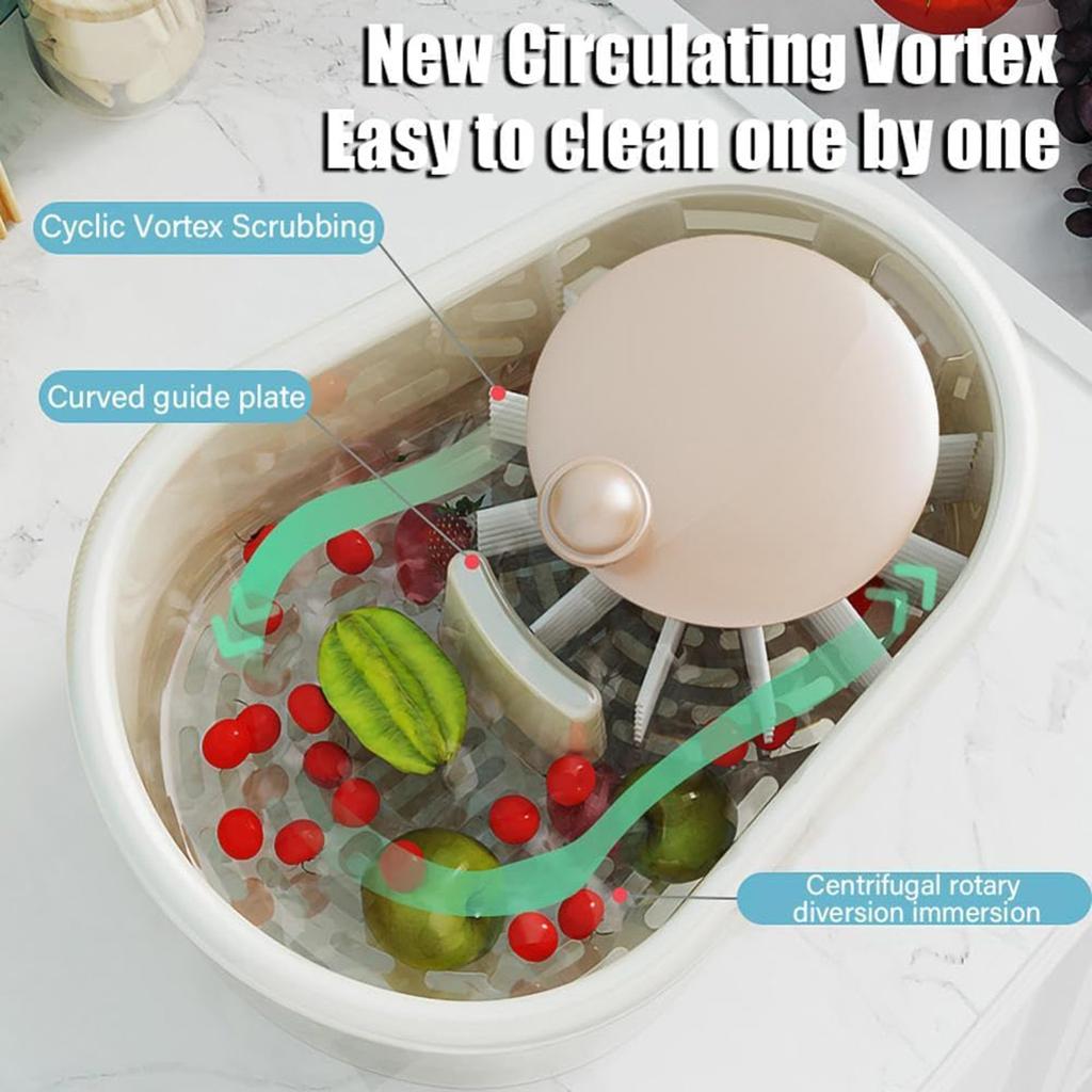 Fruit Vegetable Cleaner Drain Washing BasketManual Water SpinnerLarge Capacity Double Layer Washing Brush Kitchen Supplies