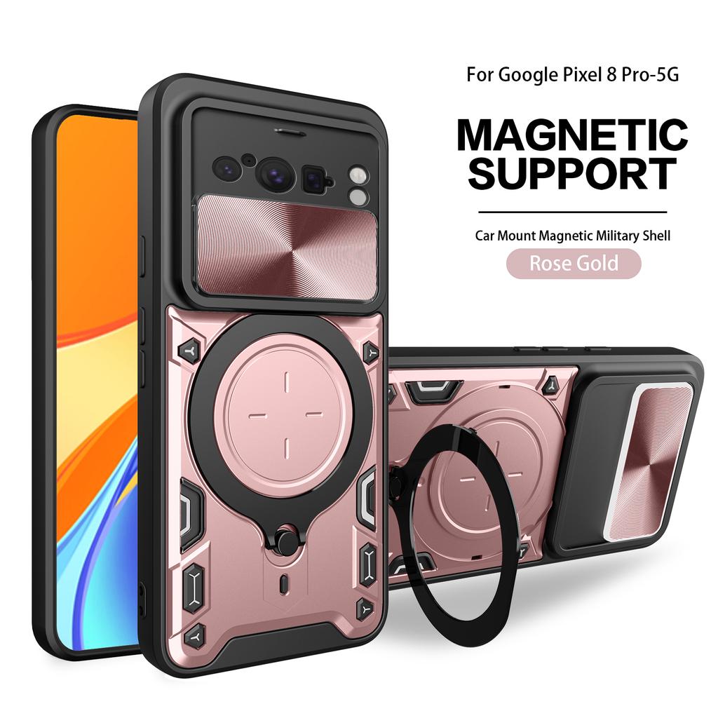 Magsafe Магнитный защитный чехол для камеры для Google Pixel 8 Armor Hybrid Metal Ring Back Cover для Google Pixel 8 Pro