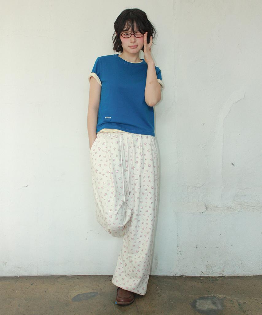 RONRON Mini Label Crop Short Sleeve Deep Blue