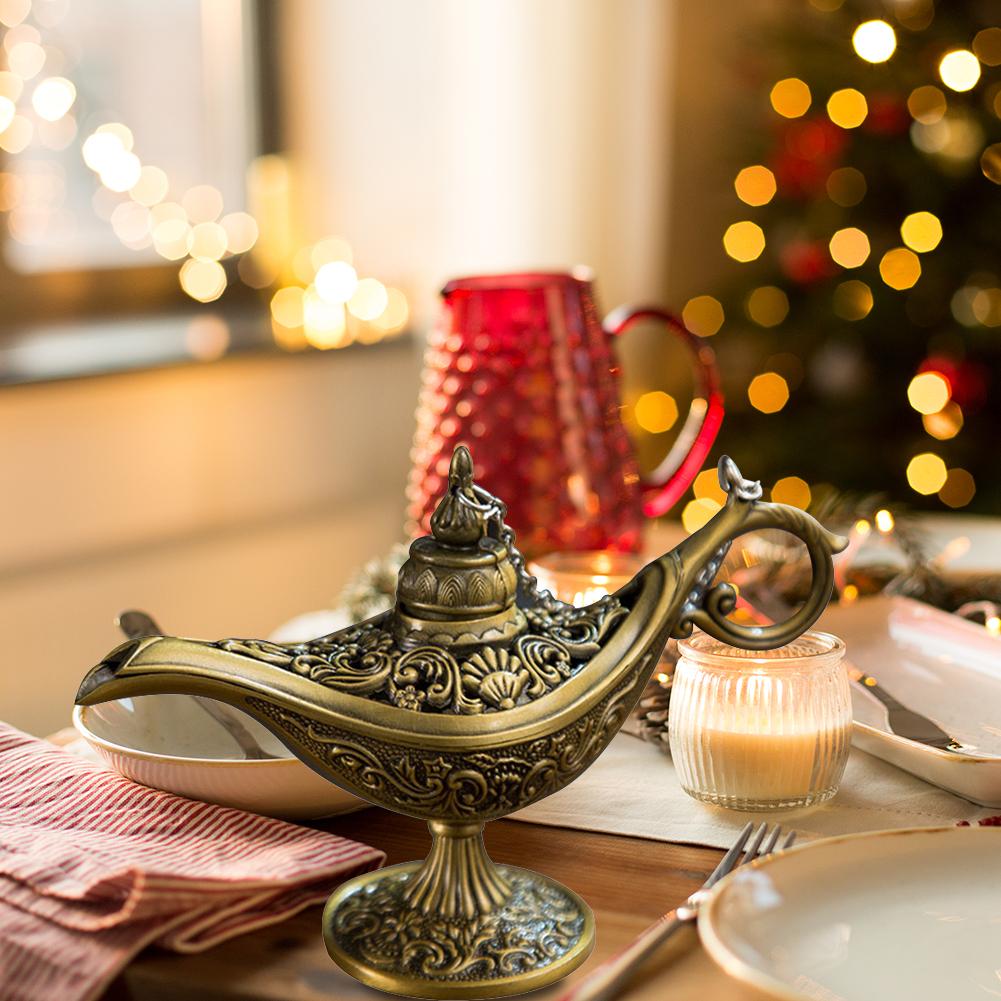 Vintage Aladdin Lamp Fairy Tale Home Desk Ornament Decor (Ancient Copper)