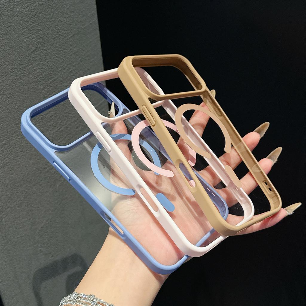 Чехол Magsafe для iPhone 17 AIR 16 E 15 14 13 12 11 ProMax Акриловая Жесткая Защитная Крышка Матовый Леденец Беспроводная Зарядка Прозрачный