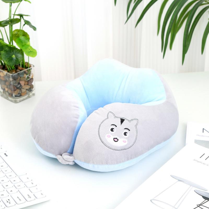 Подушка для шеи с двойным горбом, однотонная, для путешествий в самолете, для офиса, для шеи, портативная, автомобильная, U-образная подушка