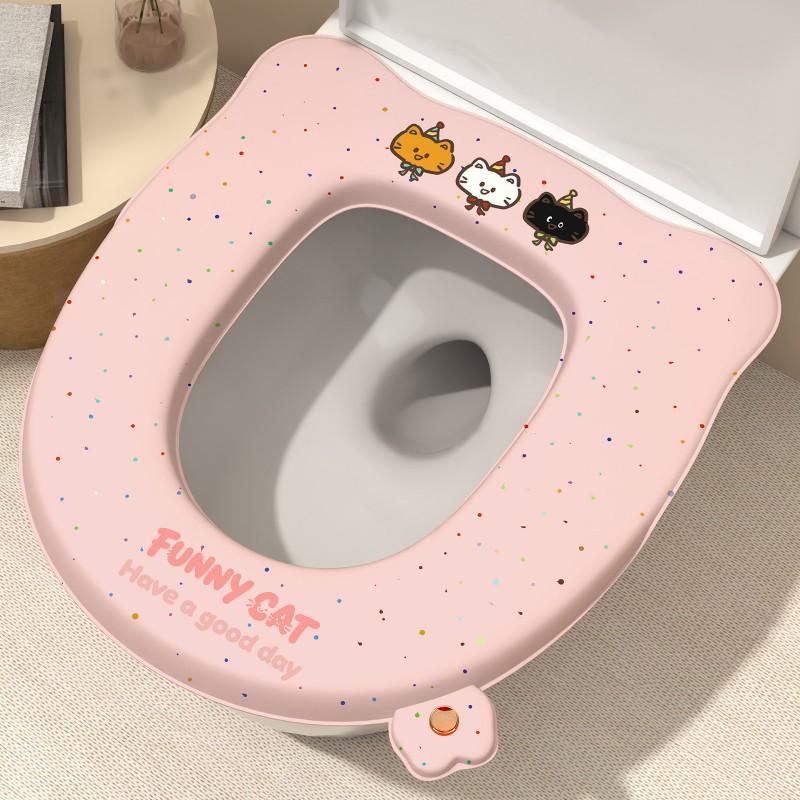 Reusable Thick Waterproof Toilet Seat Cover With Adhesive Backing 4mm Foam Padding Bear Shape All Season Use