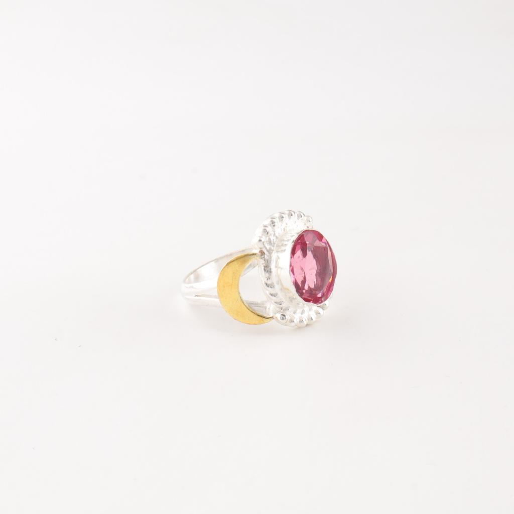 Pink Tourmaline Gemstone 925 Sterling Silver Jewelry Handmade Oval Shape Ring RR-61-7