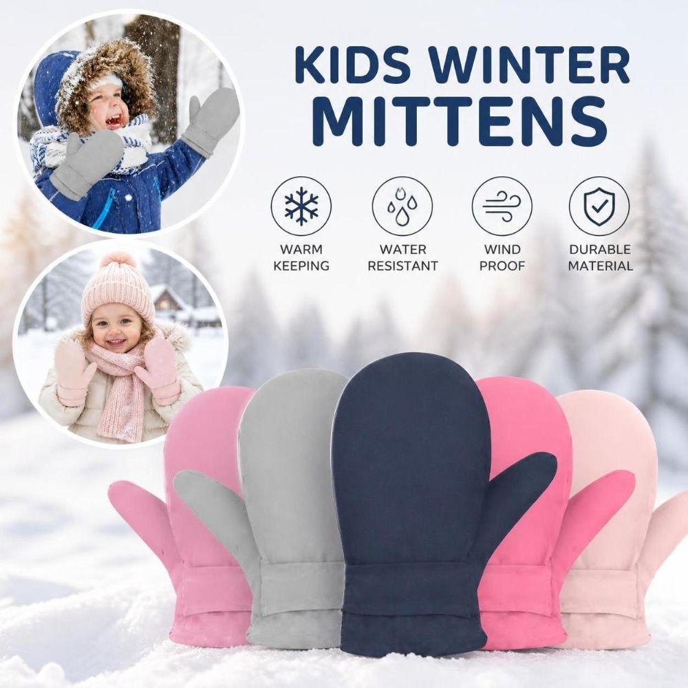 Waterproof Snow Mittens Fleece Lined Ski Mittens Thick Thermal Kids Mittens