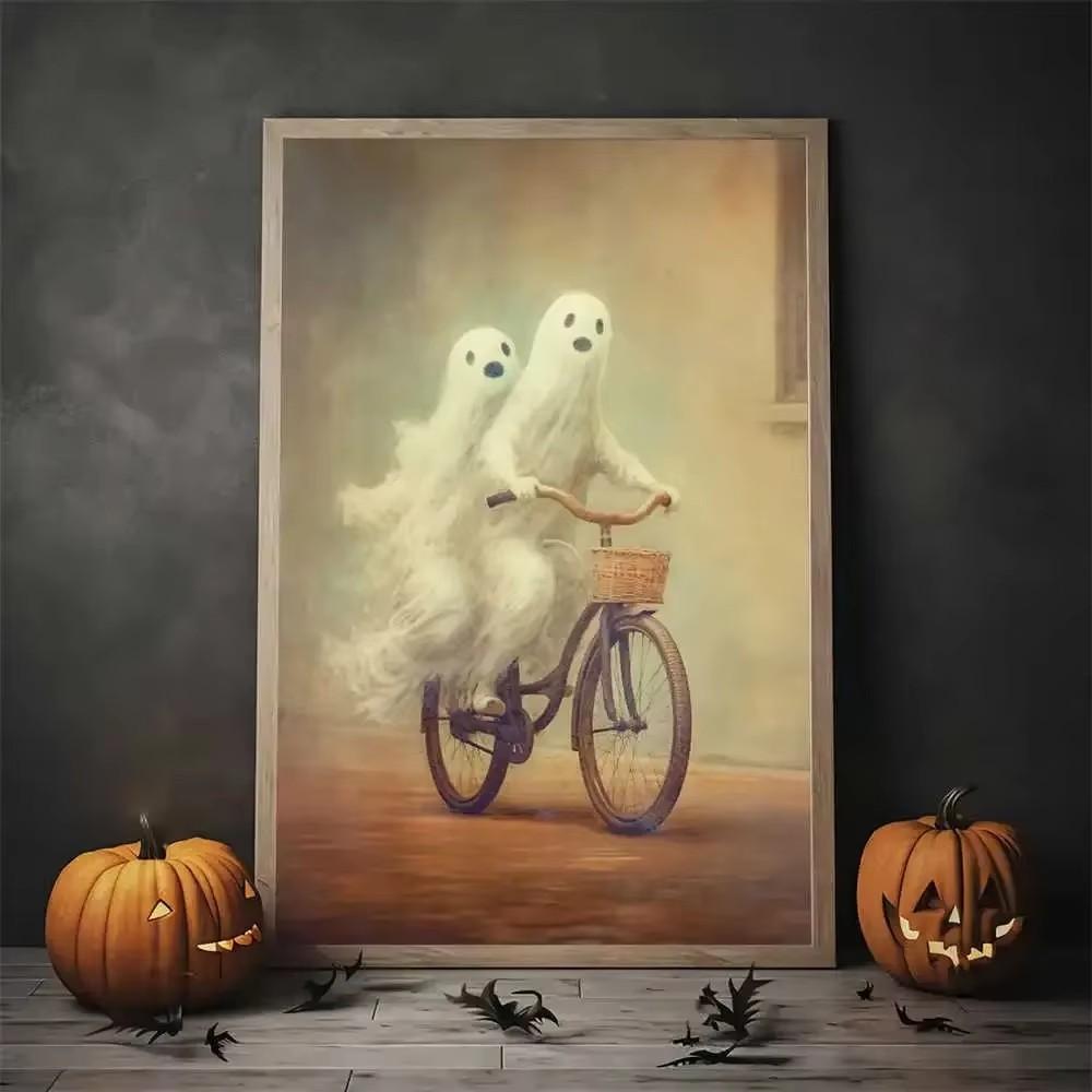 Vintage Wall Art Music Sports Spooky Aesthetics Bicycle Halloween HD Canvas Print Poster Home Living Room Bedroom Decoration