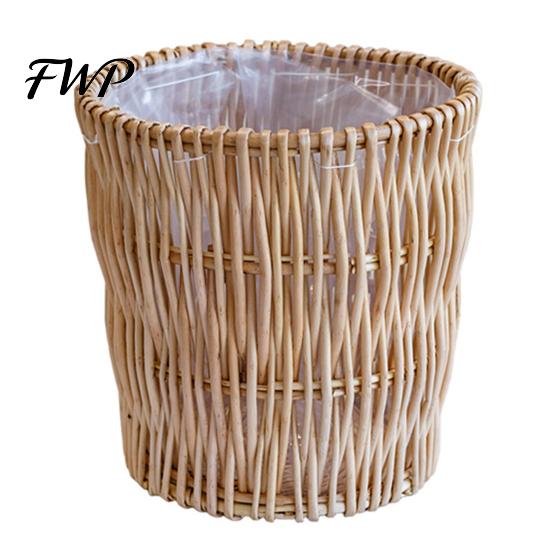 Balcony Desktop Plant Organizer Boho Wicker Planter, Handwoven Flower Pot with Waterproof Lining, Basket Planter Rustic Storage for Indoor Plants