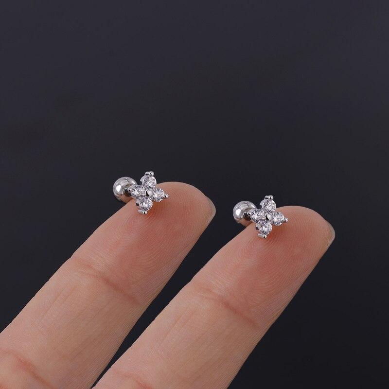 Нержавеющая сталь 316L, пирсинг, губная серьга с цирконием, серьги-гвоздики для козелка, губы, змеиного глаза, крест, спираль, раковина, хрящ, украшения для тела