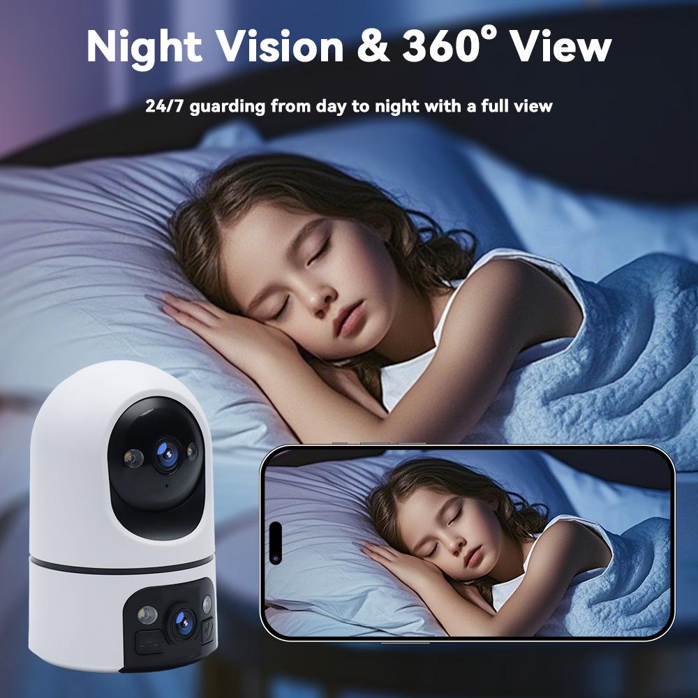 Best-Selling Indoor WiFi Pan-Tilt Dual-Screen 2K HD Surveillance Camera with One-Key Call