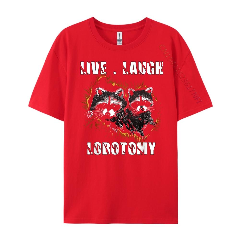 Live Laugh Lobotomy Retro Opossum Lovers Mens Shirts Graphic Tee Mens Clothing Tshirts