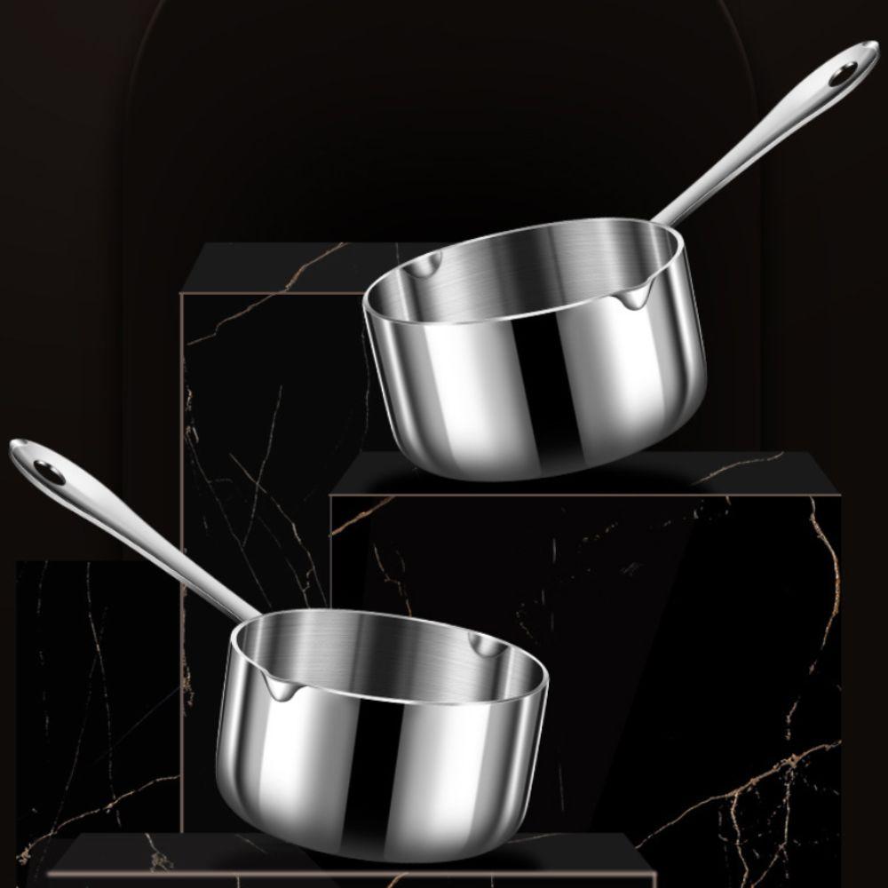 Stainless Steel Oil Pouring Pot Rust-proof Butter Melt Pot Multifunctional Scaled Milk Pot Cooking