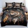 Soft And Comfortable 2/3Pcs Wolf Dream Catcher Duvet Cover Twin,Dream Catcher Bedding Set,Dream Catcher Bed Sets