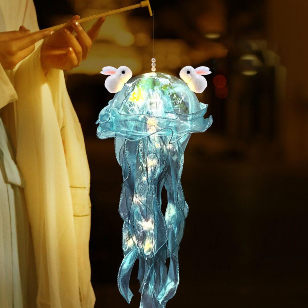 Светящийся фонарь в виде медузы, мультяшный кролик, светодиодный ночник, новый фонарь для фестиваля середины осени, свадьба