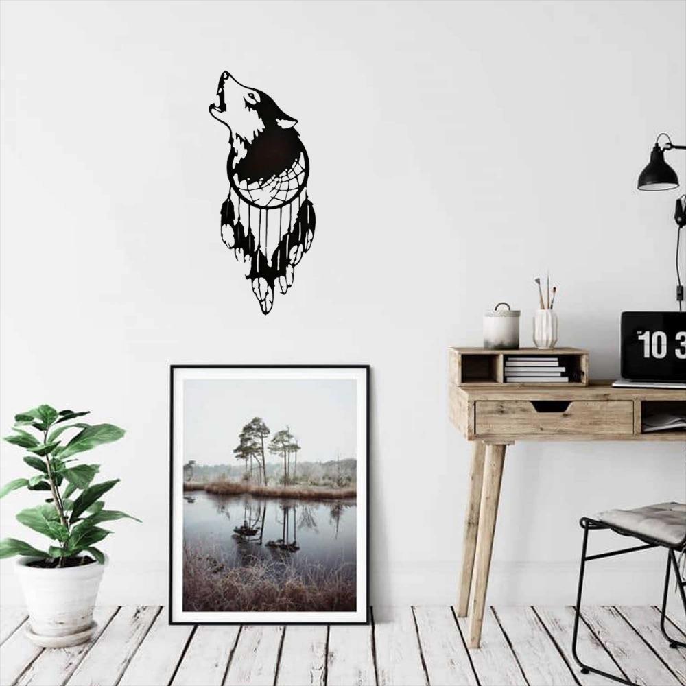 Iron Craft Wolf Head Wall Art Creative New Pendant Decoration Stylish Home Ornament for Bedroom Unique Wall Decor & Crafts