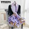 Elegant Floral Print Silk Scarf for Women, Breathable Sun-Proof Long Shawl, Decorative Weekend Casual Wrap