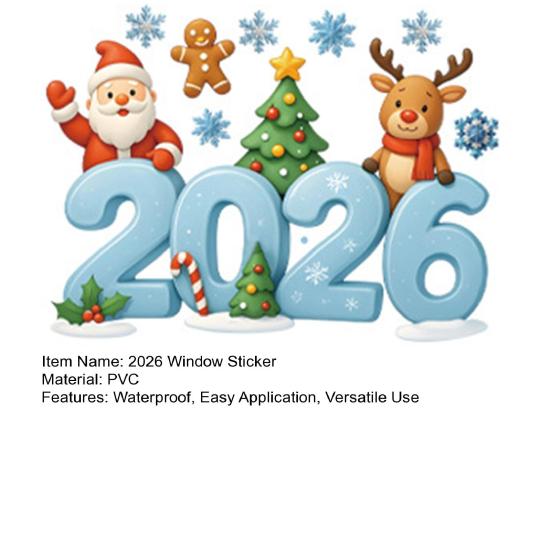 2026 Christmas Window Stickers Santa Claus Snowflake Reindeer Pattern Glass Xmas Decals Holiday Decor