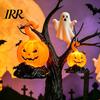 Spooky Halloween Tabletop LED Candle Light Figurine, Bat Tombstone Glowing Ornament, Warm Decoration Pumpkin Decor Prop for Escape Room Haunted House