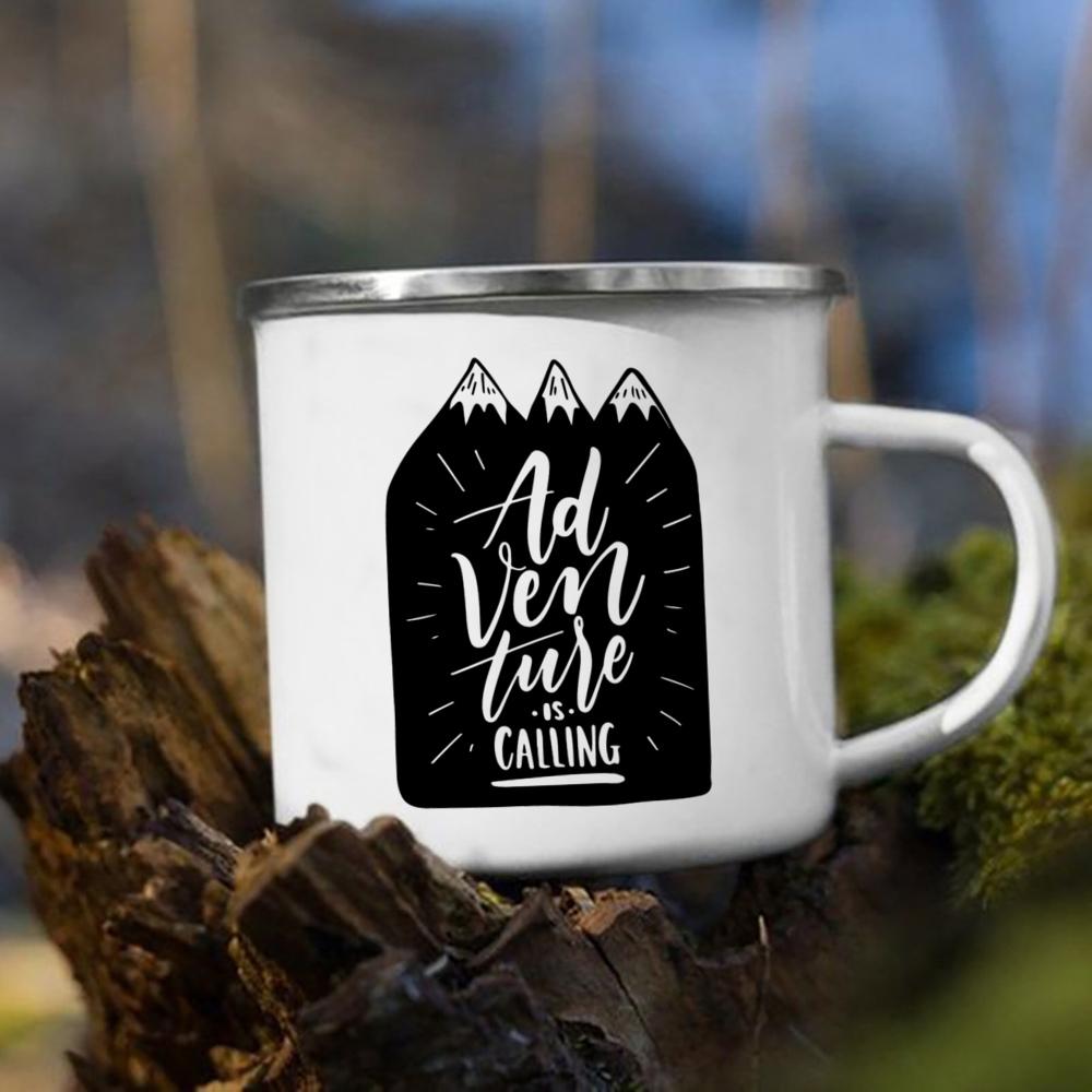 Let's Go Travel The World Camping Enamel Cup Handle Cups Coffee Tea Milk Mugs Party Best Gifts Camping Campfire Coffee Mugs