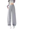 Женские серые спортивные брюки с высокой посадкой, маленького размера, с широкими штанинами - стиль весна 2025