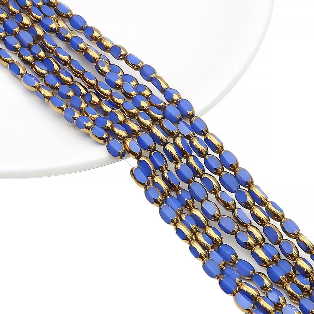 Овальные ограненные стеклянные кристаллы с золотистой окантовкой, в форме рисовых зерен, для изготовления украшений