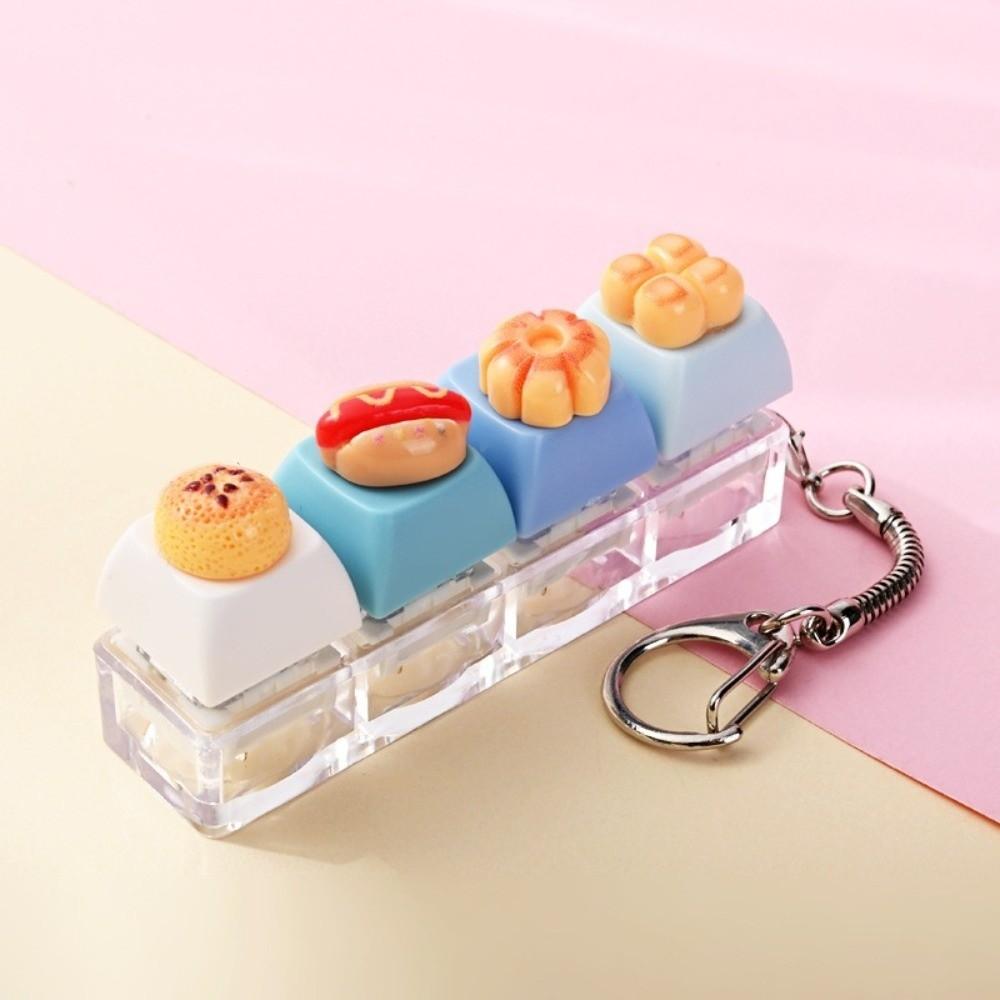 4 Key Mini Keyboard Pendant Bear Keycap Stress Relief Clicker Decompression Gift