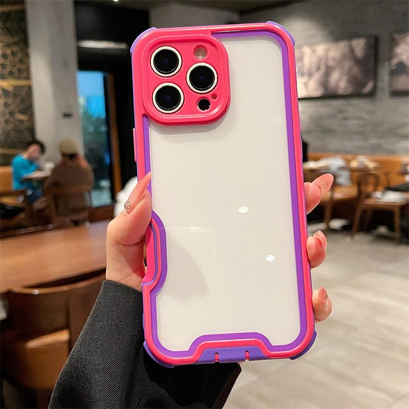 Роскошный простой акриловый чехол для телефона с цветовым блоком для iPhone 16 15 14 Plus 13 12 Pro Max 11 Твердая противоударная защита Задняя крышка