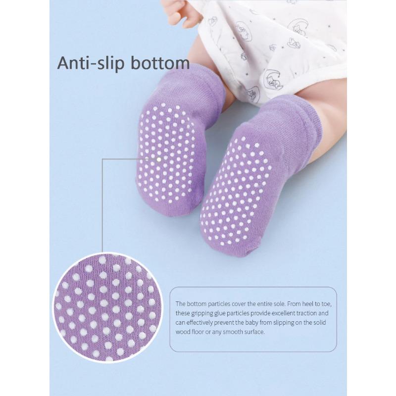Набор из 6 пар носков Нескользящие детские носки для мальчиков и девочек Разного цвета на выбор Подходят для детей от 0 до 36 месяцев Четырехсезонные детские носки