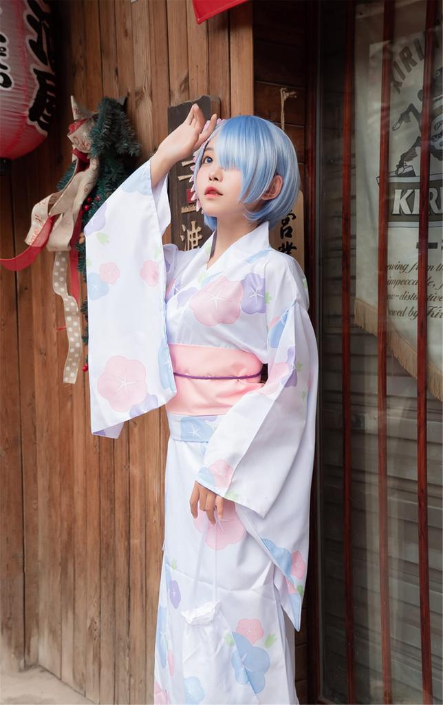 Юката Милая Цветочная Японская Лента Ретро Японская Одежда [XuanXuan] Женский Комплект Из 2-х Частей, Платье, Узор, Стиль, Узел, Белый, Косплей, Женский, Тонкий,