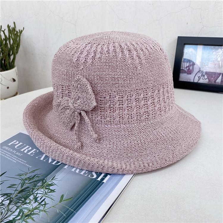 Fashion and art knitted bucket hat women's British curling top hat trendy casual versatile basin hat spring and summer sun hat