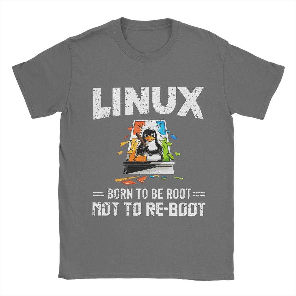 Men T-Shirts Linux Windows Vintage Cotton Tees Short Sleeve T Shirt Crew Neck Tops 4XL 5XL