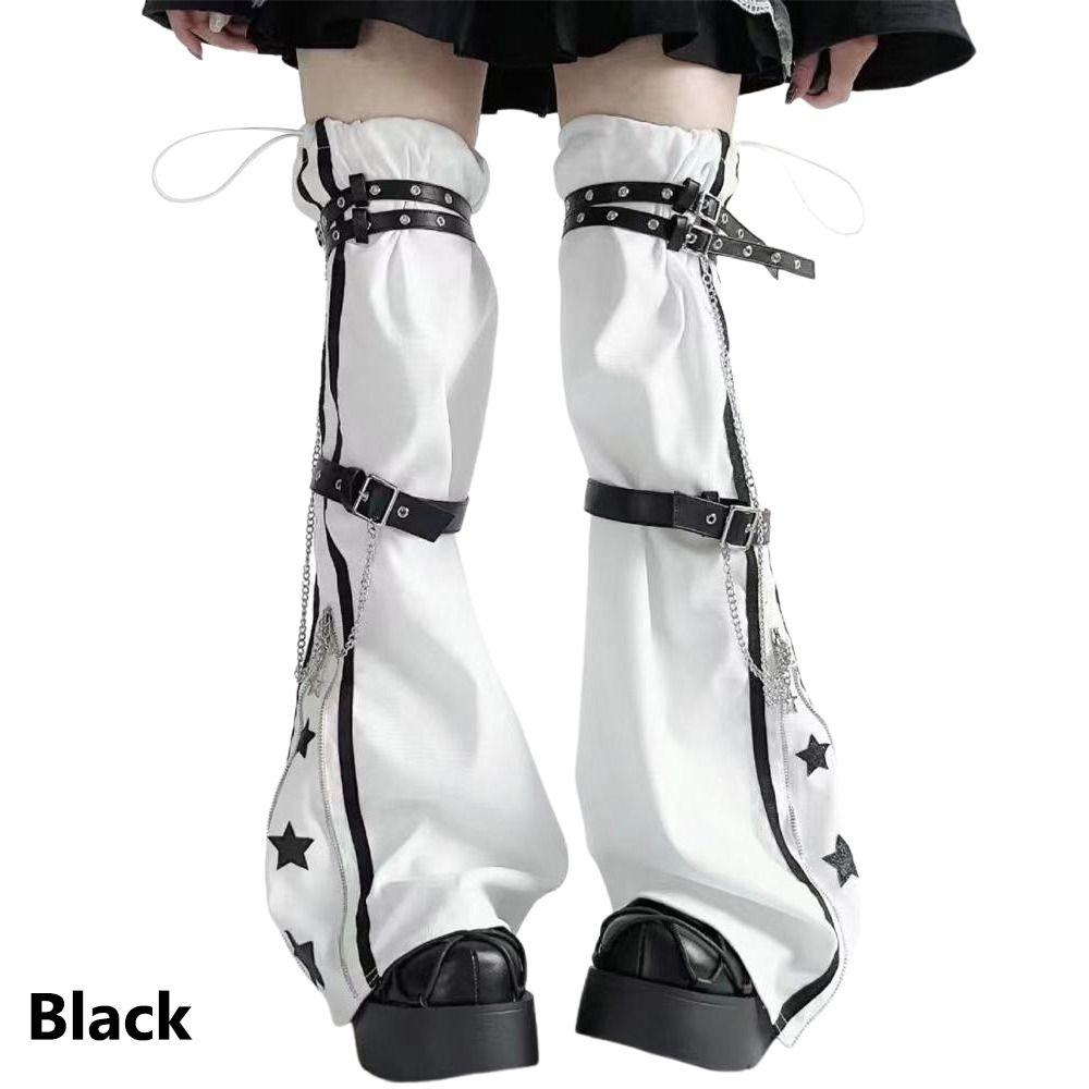 Y2k готические подвязки для ног регулируемые кожаные пряжки длинные носки креативные гетры