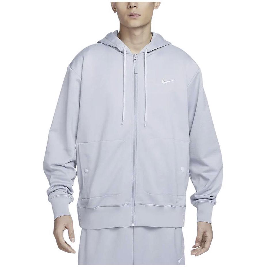 Nike Толстовка мужская однотонная с капюшоном на молнии из флиса с длинным рукавом, цвет Wolf-Grey FB7116-012