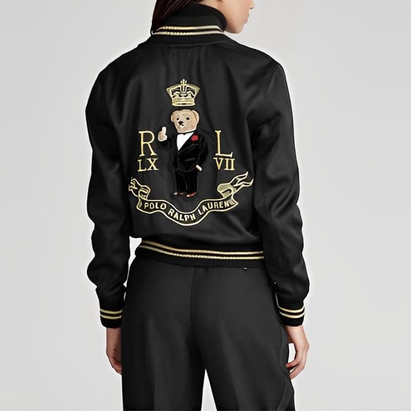 Polo Ralph Lauren Ss22 Pony Embroidered Bear Pattern Jacket Women Jacket Black Gold 211783995001