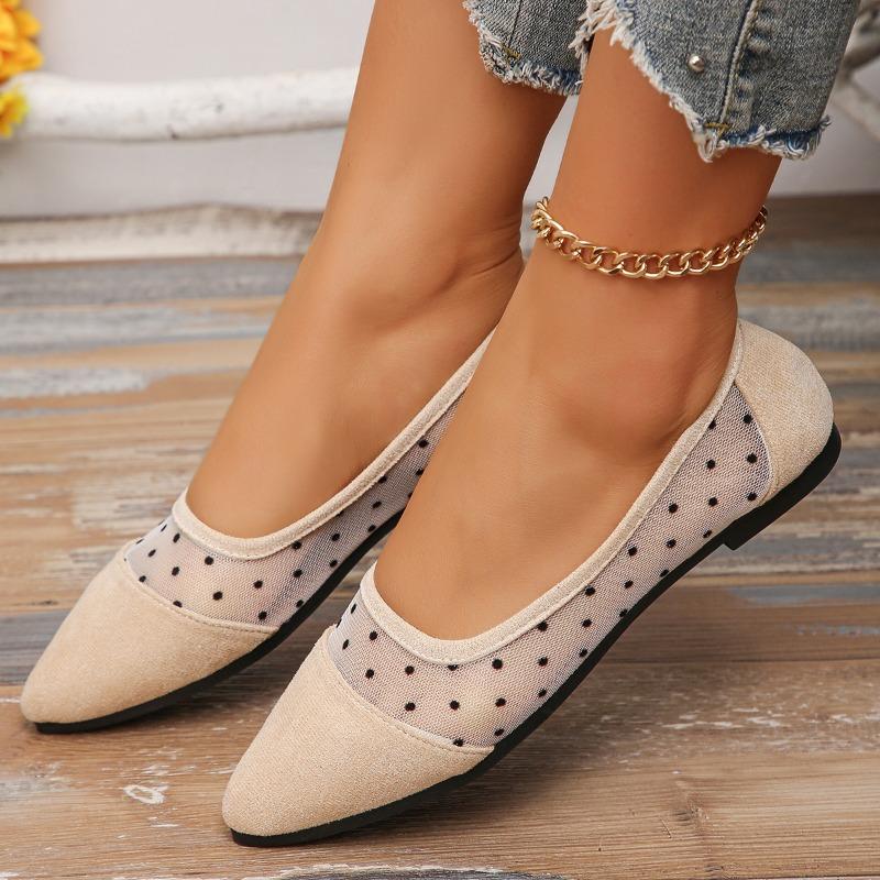 2024 Summer Fashion Square Toe Shallow Mouth Solid Color Large Size Mesh Breathable and Comfortable Slip-on Women's Flat Shoes
