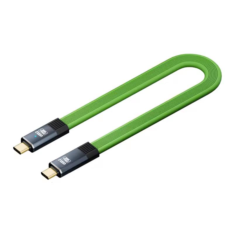 Плоский USB-C на USB-C Кабель USB3.2 20 Гбит/с Передача Совместим с Thunderbolt 3 PD 100 Вт 5 А Шнур для Быстрой Зарядки для iPhone 15/16 Pro, MacBook, Samsung и Xiaomi