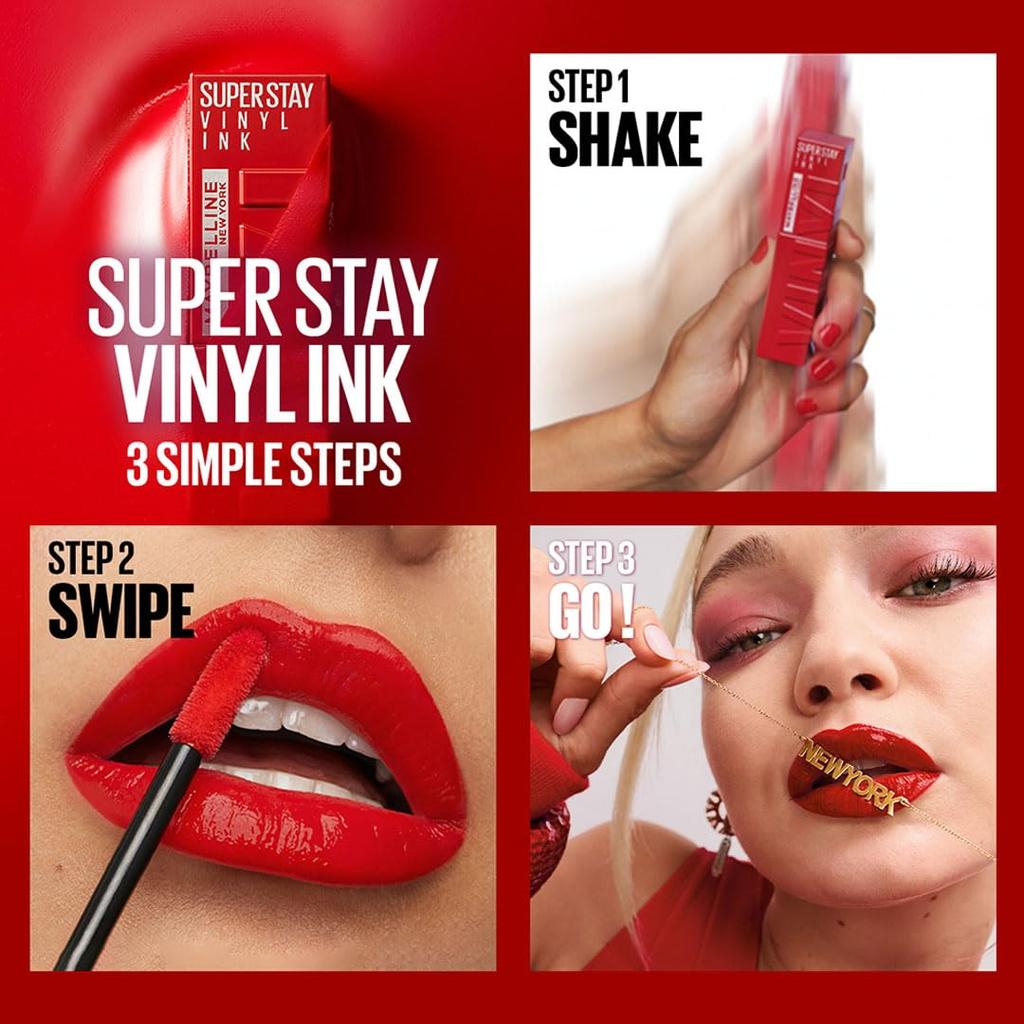 Maybelline Жидкая помада New York SuperStay Vinyl Ink  Tempting 4.2мл Упаковка 1 шт. Стойкий блеск Не отпечатывается