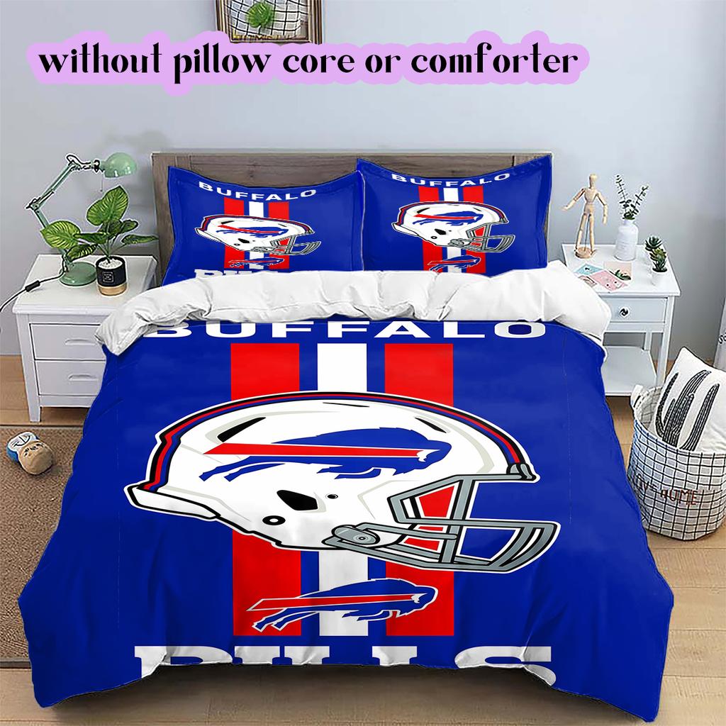 football Logo Pattern Bedding Quilt Set Quilt Cover Pillowcase Home Decoration Birthday Gift (1*duvet cover+ 2*pillowcase, without core)