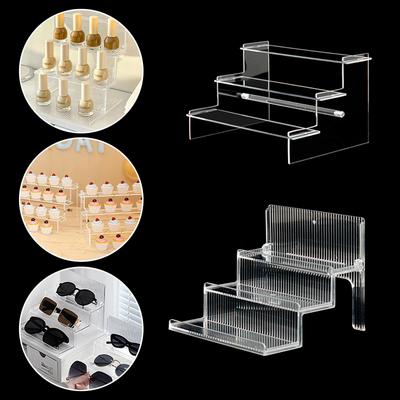 Акриловый стеллаж для хранения, прозрачный органайзер для духов, подставка для кукол, настольная полка-лестница, держатель для хранения косметики