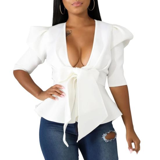 Женское пальто большого размера с рюшами и половиной рукавов, однотонное пышное цветное пальто с бантом, повязка с баской, блейзер, рабочая одежда