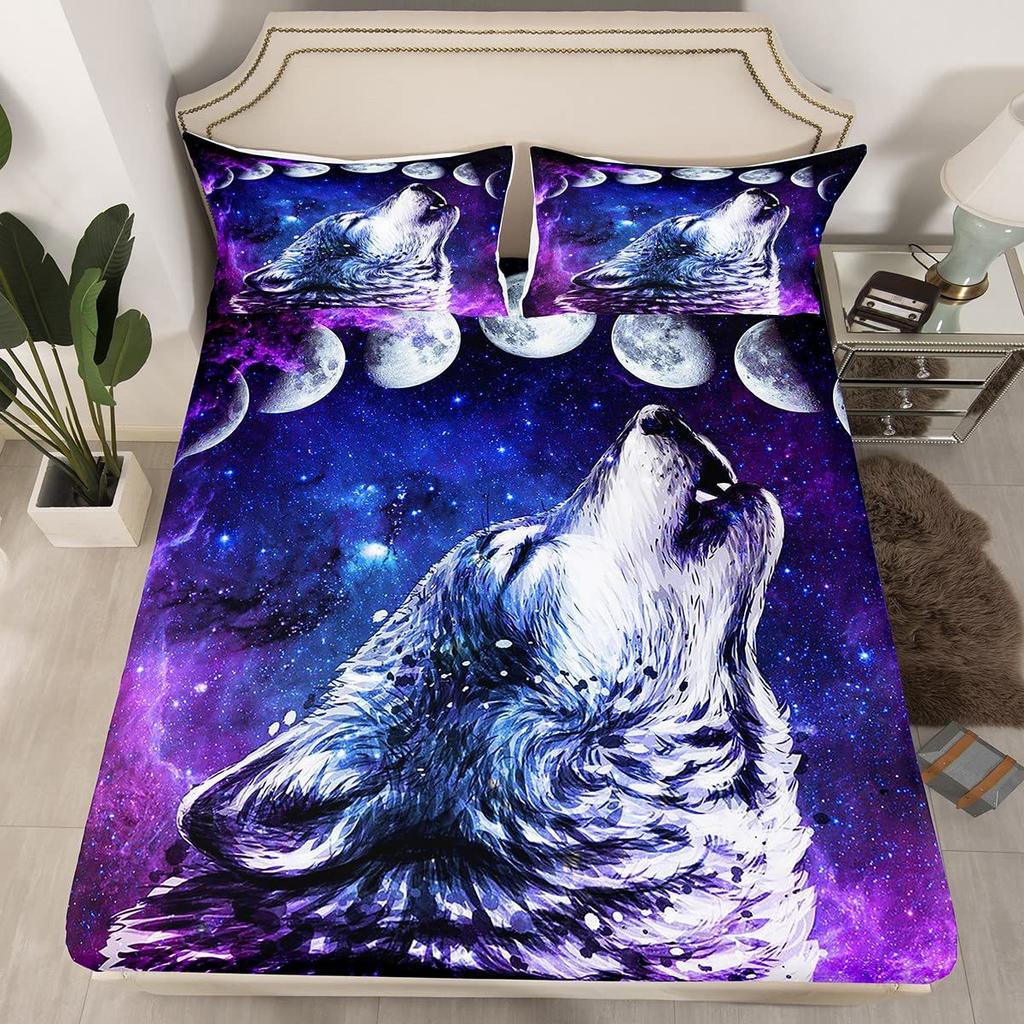 Halloween Pumpkin Ghost Bat Pattern Mattress Three-Piece Digital Printing Mattress Bedding Set