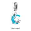 Bamoer 925 Sterling Silver Glow-in-the-dark Shell/Moon Cat/Star Wishing Bottle Pendant Luminous Ocean Charms for Bracelet