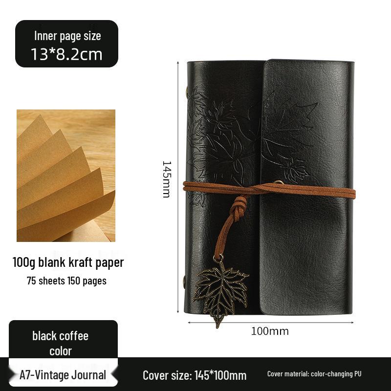 Ретро блокнот на кольцах «Кленовый лист» с настраиваемым логотипом и обложкой с эффектом «кожи»